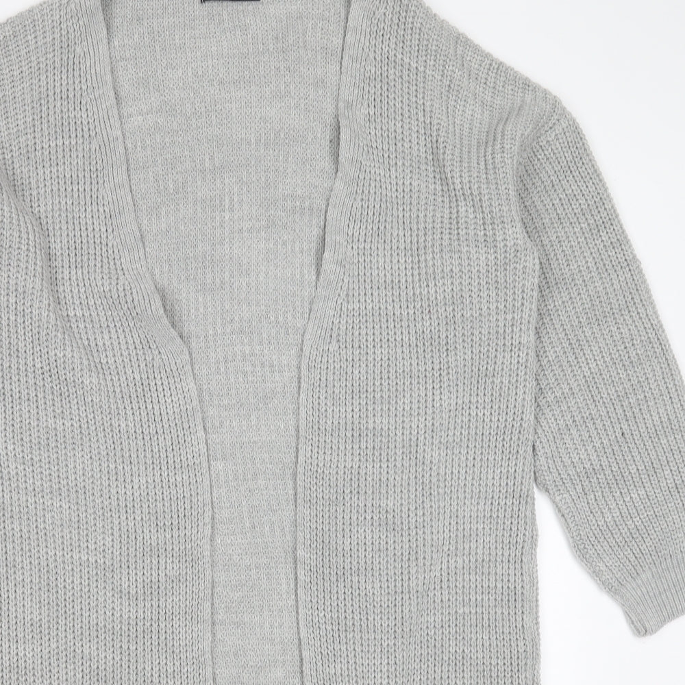 GIRL IN MIND Womens Grey V-Neck  Acrylic Cardigan Jumper Size 8