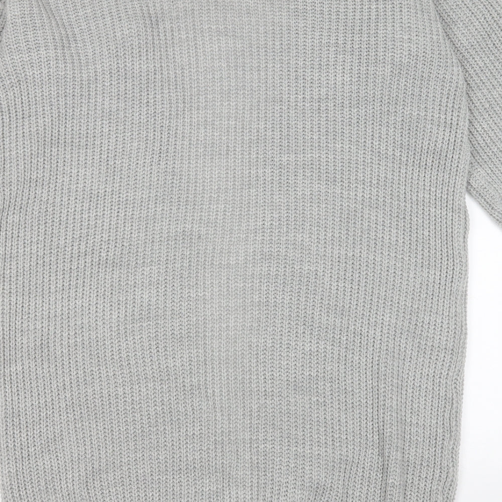 GIRL IN MIND Womens Grey V-Neck  Acrylic Cardigan Jumper Size 8
