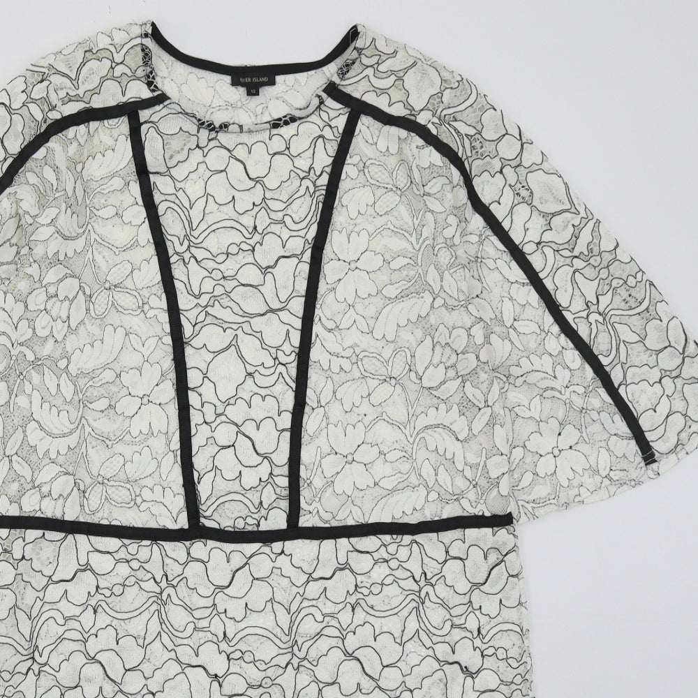 River Island Womens White  Polyester A-Line  Size 12  Round Neck Pullover