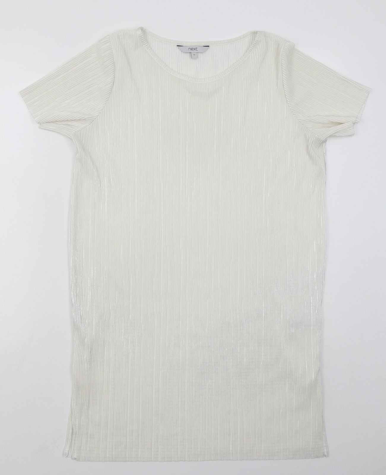 NEXT Womens White  Polyester T-Shirt Dress  Size 10  Round Neck Pullover