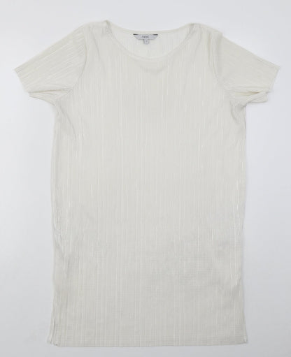 NEXT Womens White  Polyester T-Shirt Dress  Size 10  Round Neck Pullover