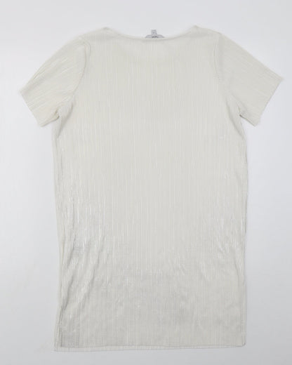 NEXT Womens White  Polyester T-Shirt Dress  Size 10  Round Neck Pullover