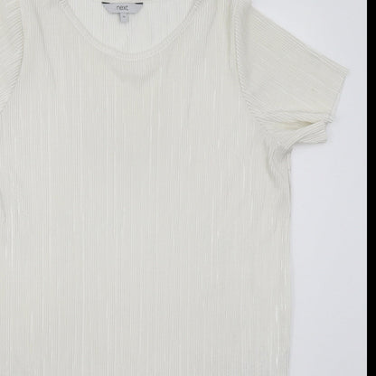 NEXT Womens White  Polyester T-Shirt Dress  Size 10  Round Neck Pullover