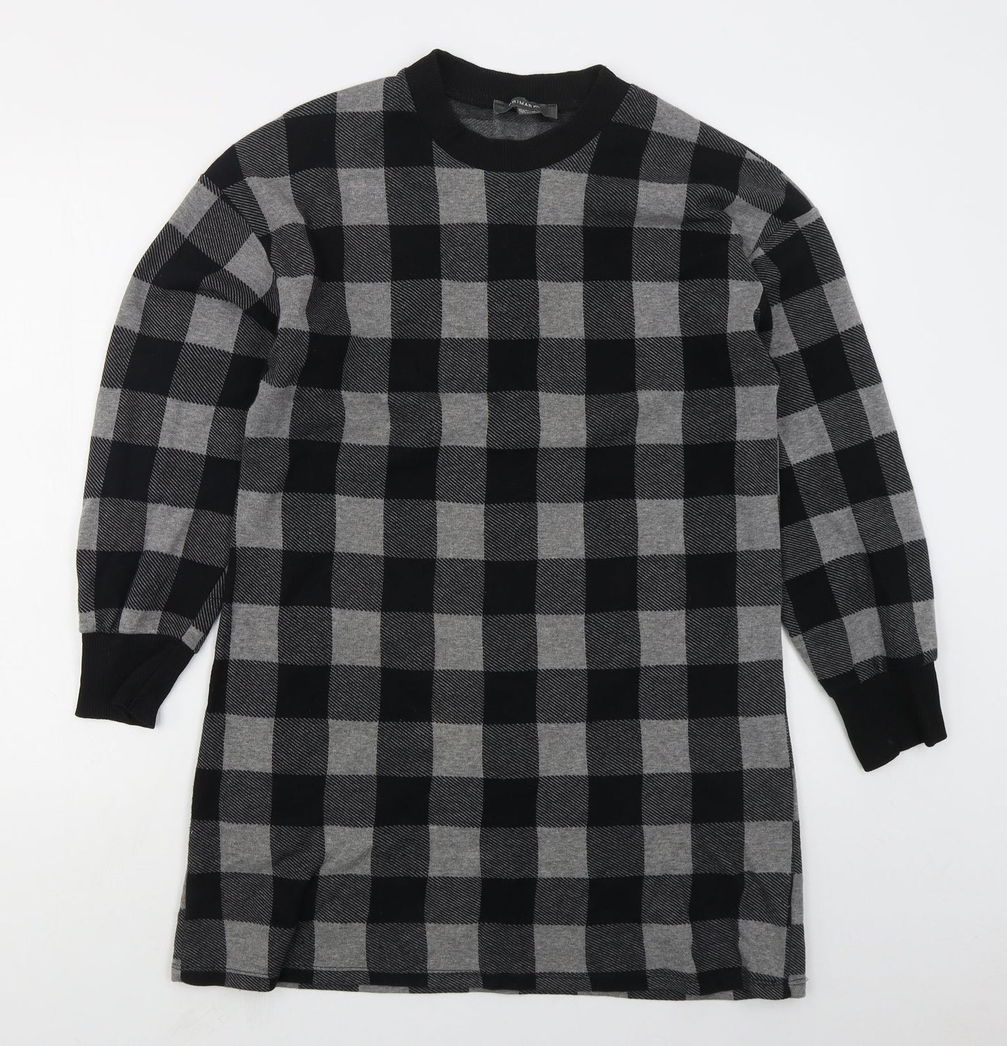 Primark Womens Grey Camouflage Cotton Jumper Dress  Size 4  Crew Neck Pullover