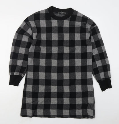 Primark Womens Grey Camouflage Cotton Jumper Dress  Size 4  Crew Neck Pullover