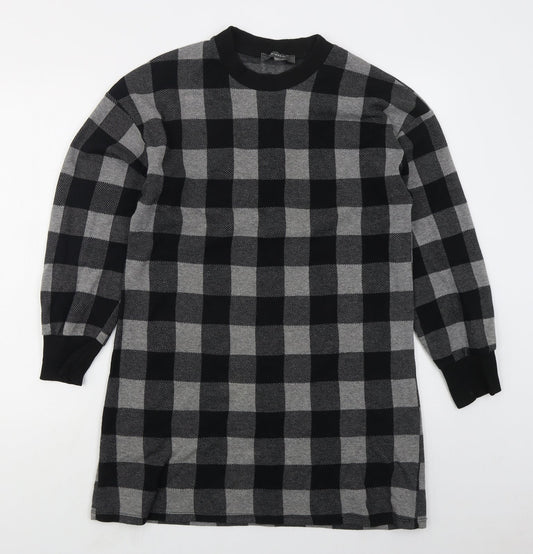 Primark Womens Grey Camouflage Cotton Jumper Dress  Size 4  Crew Neck Pullover