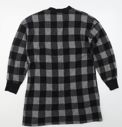 Primark Womens Grey Camouflage Cotton Jumper Dress  Size 4  Crew Neck Pullover