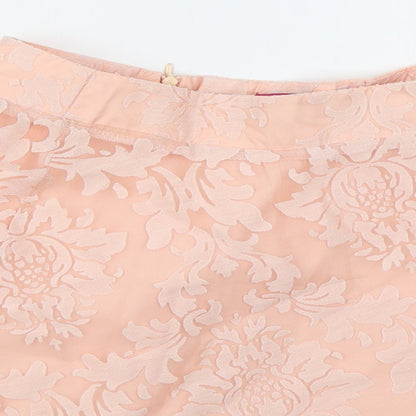 Boohoo Womens Pink Floral Polyester Skater Skirt Size 8   Zip