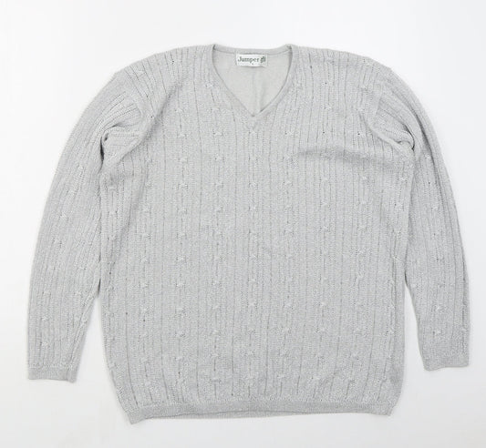 Womens UK Size L Jumper Grey Pullover Jumper