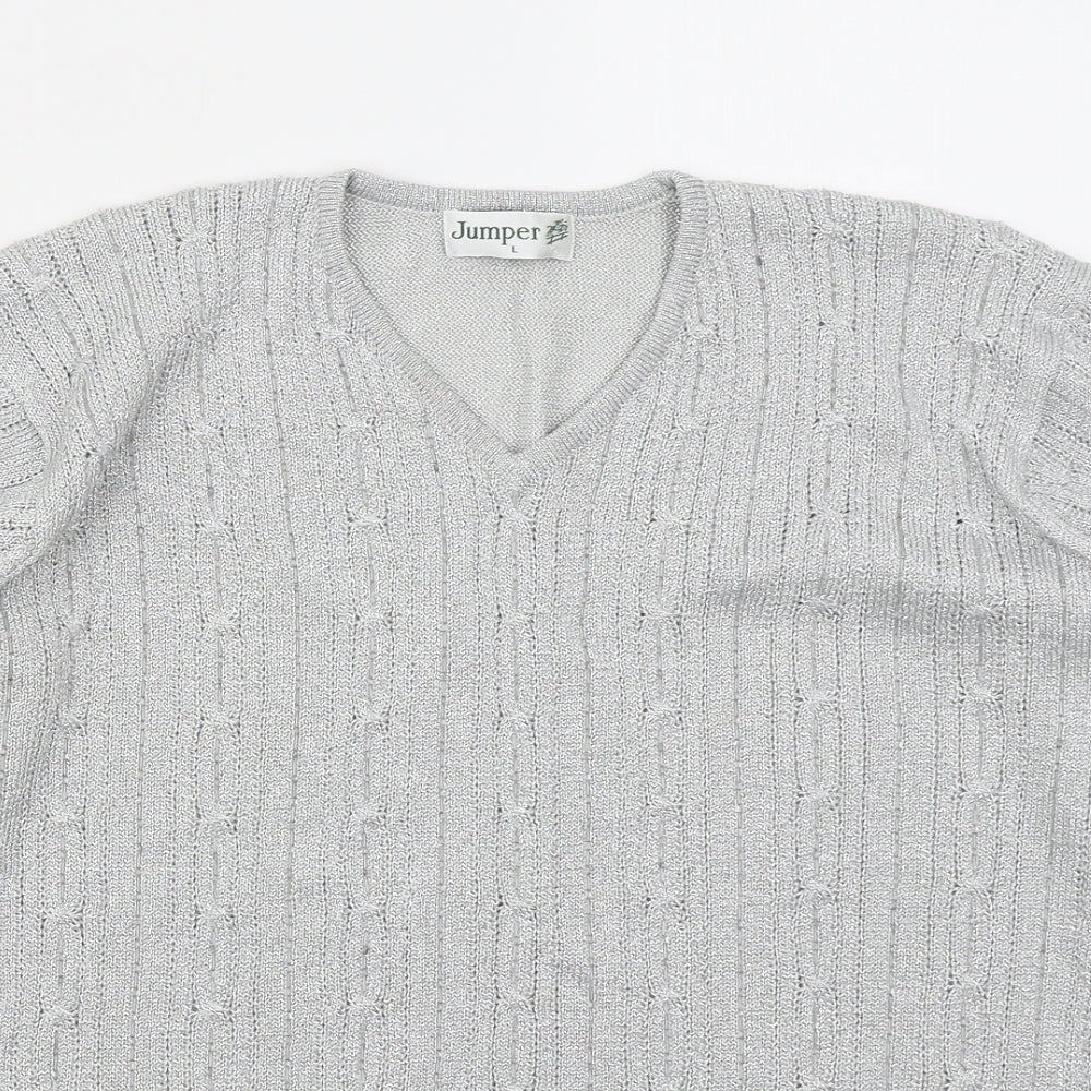 Womens UK Size L Jumper Grey Pullover Jumper