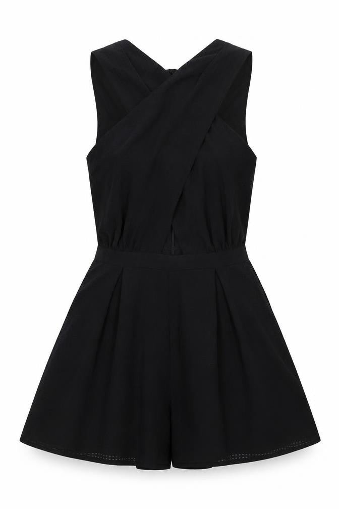 Womens UK Size 8 Topshop One-Piece Black Playsuit