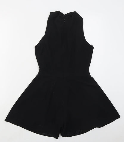 Topshop Womens Black  Polyester Playsuit One-Piece Size 8 L3 in Zip