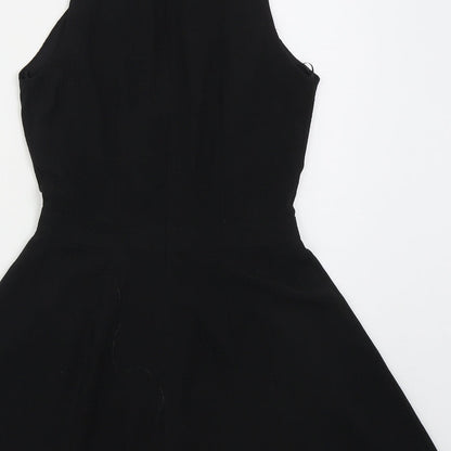 Topshop Womens Black  Polyester Playsuit One-Piece Size 8 L3 in Zip