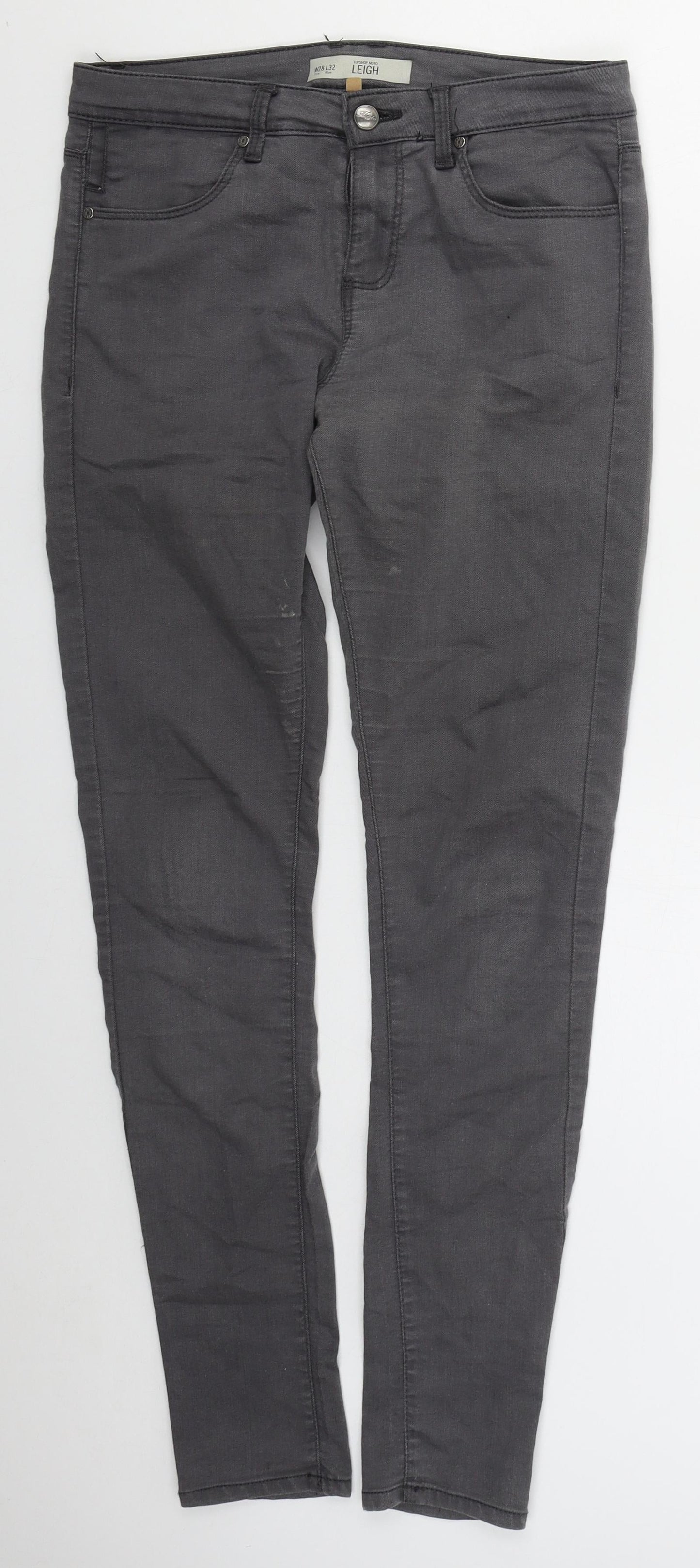Topshop Womens Grey  Cotton Skinny Jeans Size 28 in L30 in Regular Button