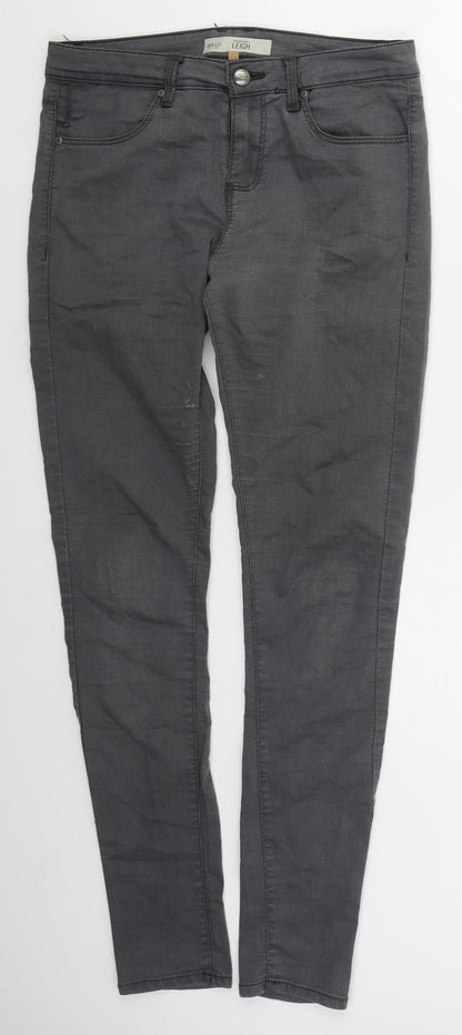 Topshop Womens Grey  Cotton Skinny Jeans Size 28 in L30 in Regular Button