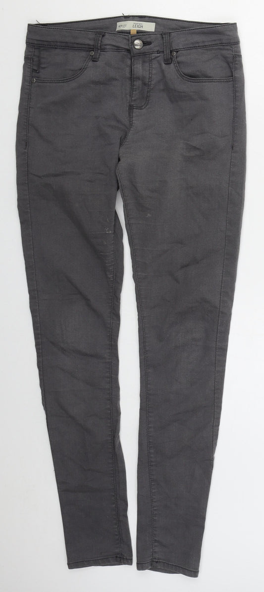 Topshop Womens Grey  Cotton Skinny Jeans Size 28 in L30 in Regular Button