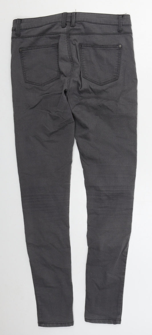 Topshop Womens Grey  Cotton Skinny Jeans Size 28 in L30 in Regular Button