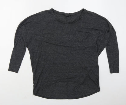 Topshop Womens Grey  Cotton Basic T-Shirt Size 8 Round Neck