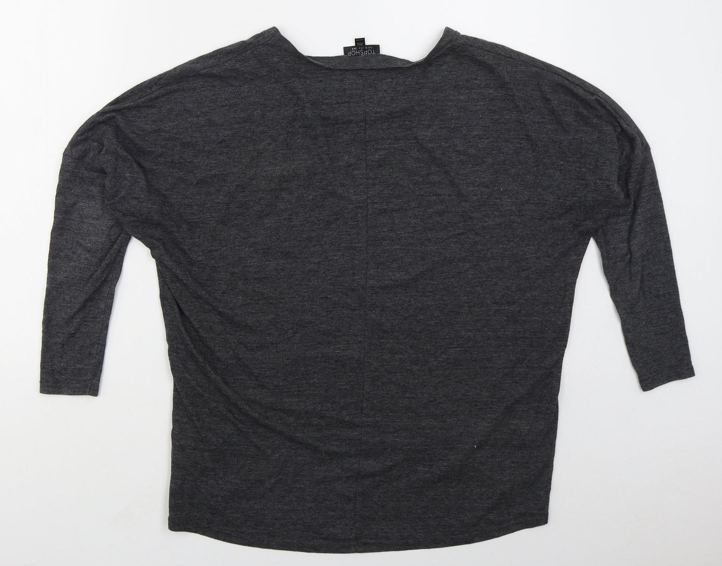 Topshop Womens Grey  Cotton Basic T-Shirt Size 8 Round Neck