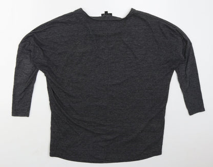 Topshop Womens Grey  Cotton Basic T-Shirt Size 8 Round Neck