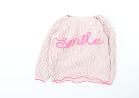Primark  Girls Pink  Cotton Pullover Jumper Size 24 Months