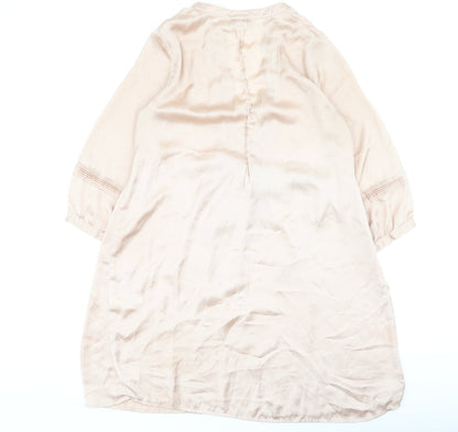 H&M Womens Gold  Polyester Shirt Dress  Size 6  V-Neck