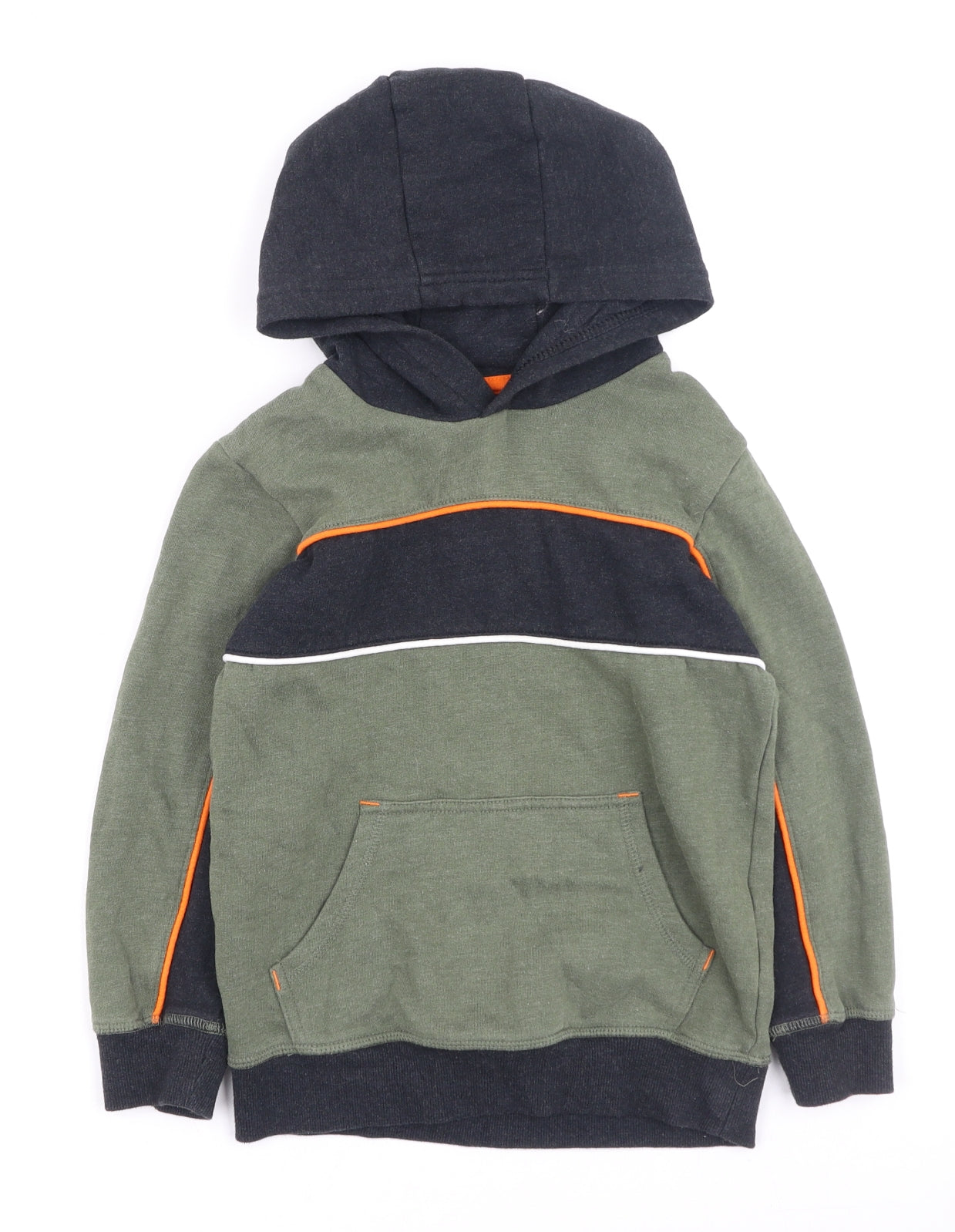 Preworn Boys Green  Cotton Pullover Hoodie Size 7 Years