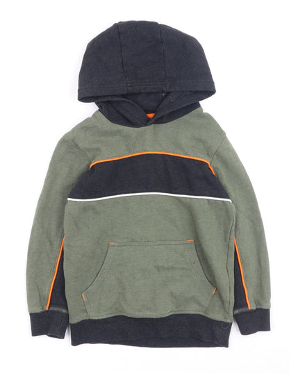 Preworn Boys Green  Cotton Pullover Hoodie Size 7 Years