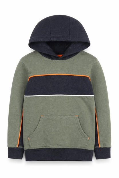 Preworn Boys Green  Cotton Pullover Hoodie Size 7 Years