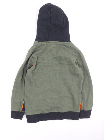 Preworn Boys Green  Cotton Pullover Hoodie Size 7 Years