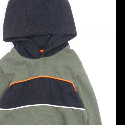 Preworn Boys Green  Cotton Pullover Hoodie Size 7 Years