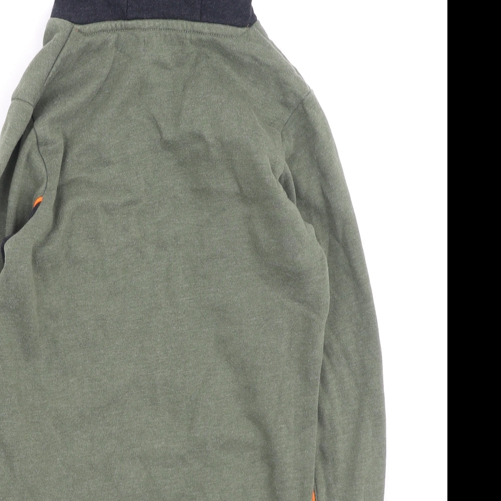 Preworn Boys Green  Cotton Pullover Hoodie Size 7 Years