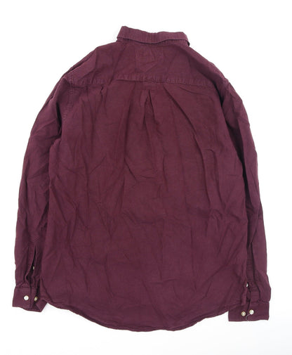 River Island  Mens Purple  Cotton  Button-Up Size L Collared