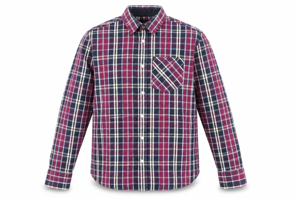 piene candini Mens Purple Check Polyester  Button-Up Size XL Collared