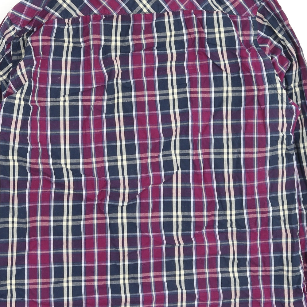 piene candini Mens Purple Check Polyester  Button-Up Size XL Collared