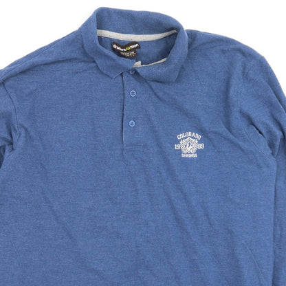 atlasformen Mens Blue  Cotton  Button-Up Size L Collared