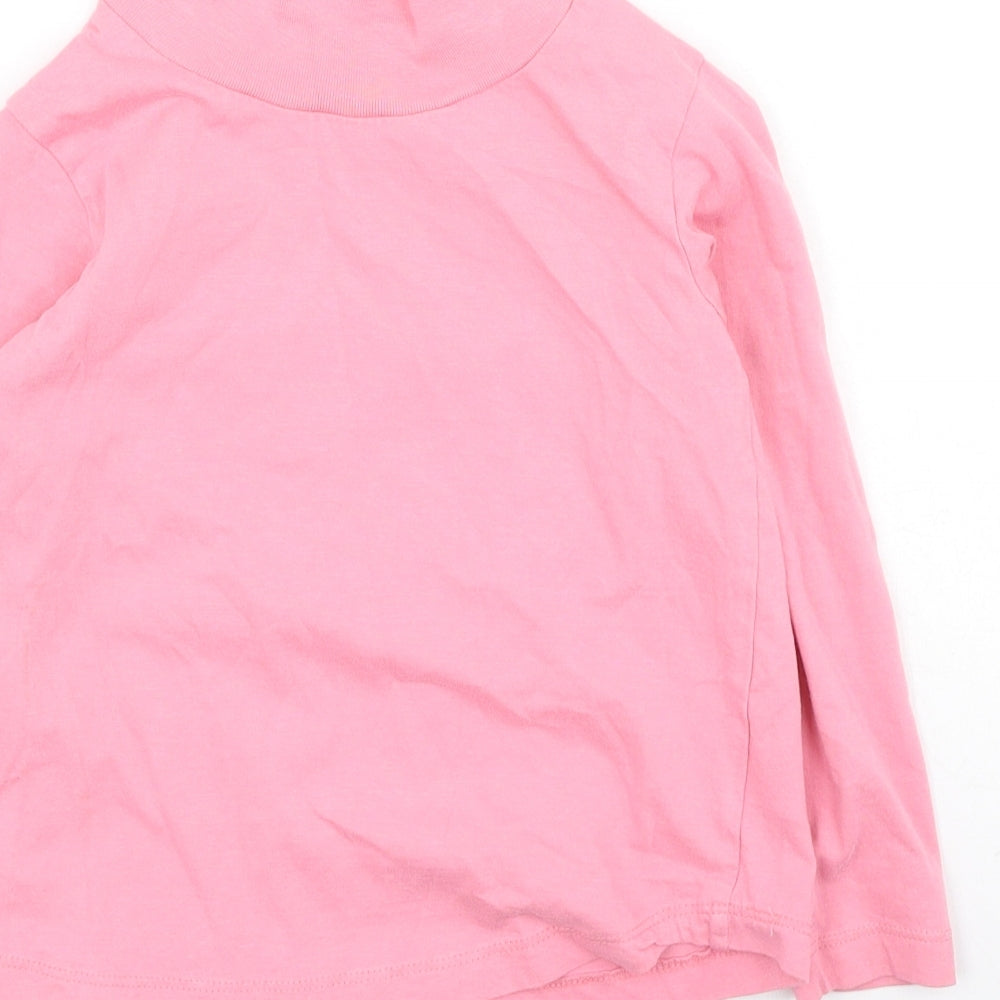 Dunnes Stores Girls Pink  Cotton Basic Blouse Size 3-4 Years High Neck