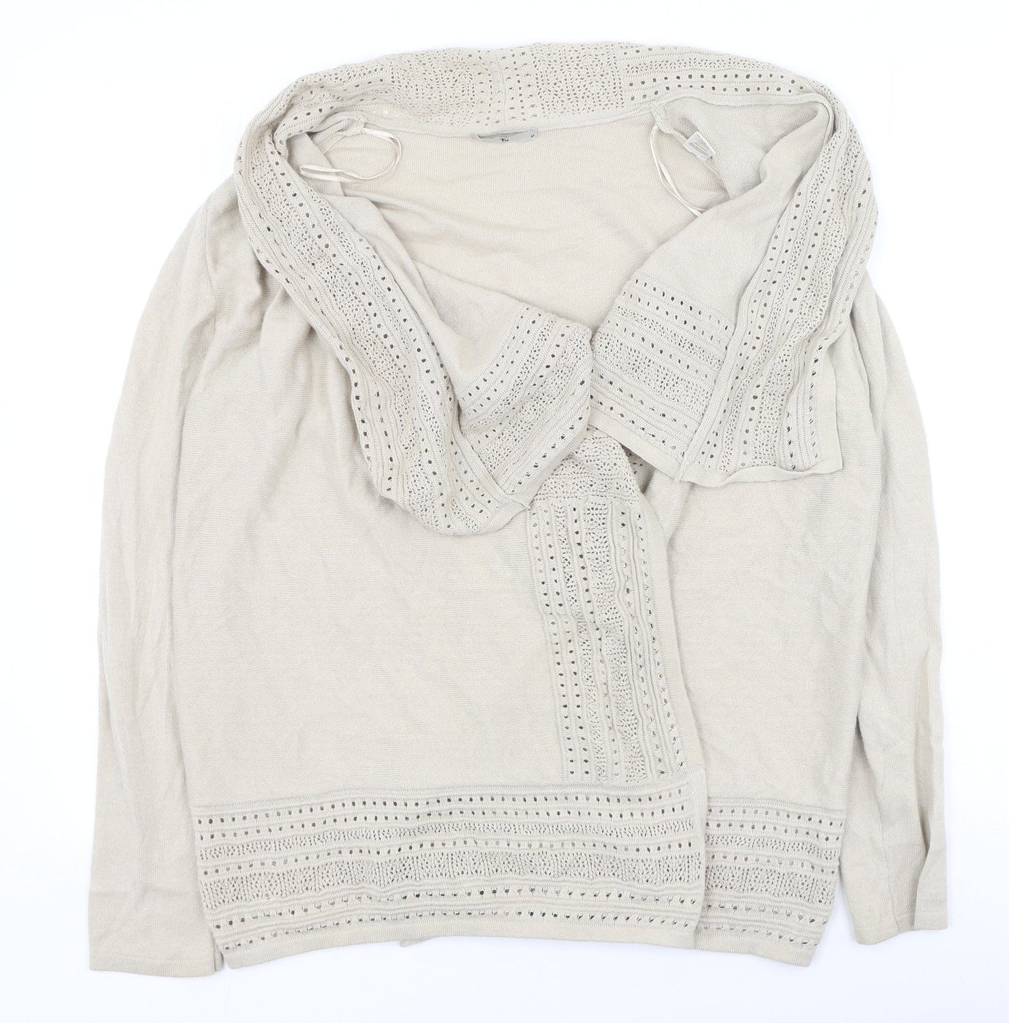TU Womens Beige V-Neck  Cotton Cardigan Jumper Size M