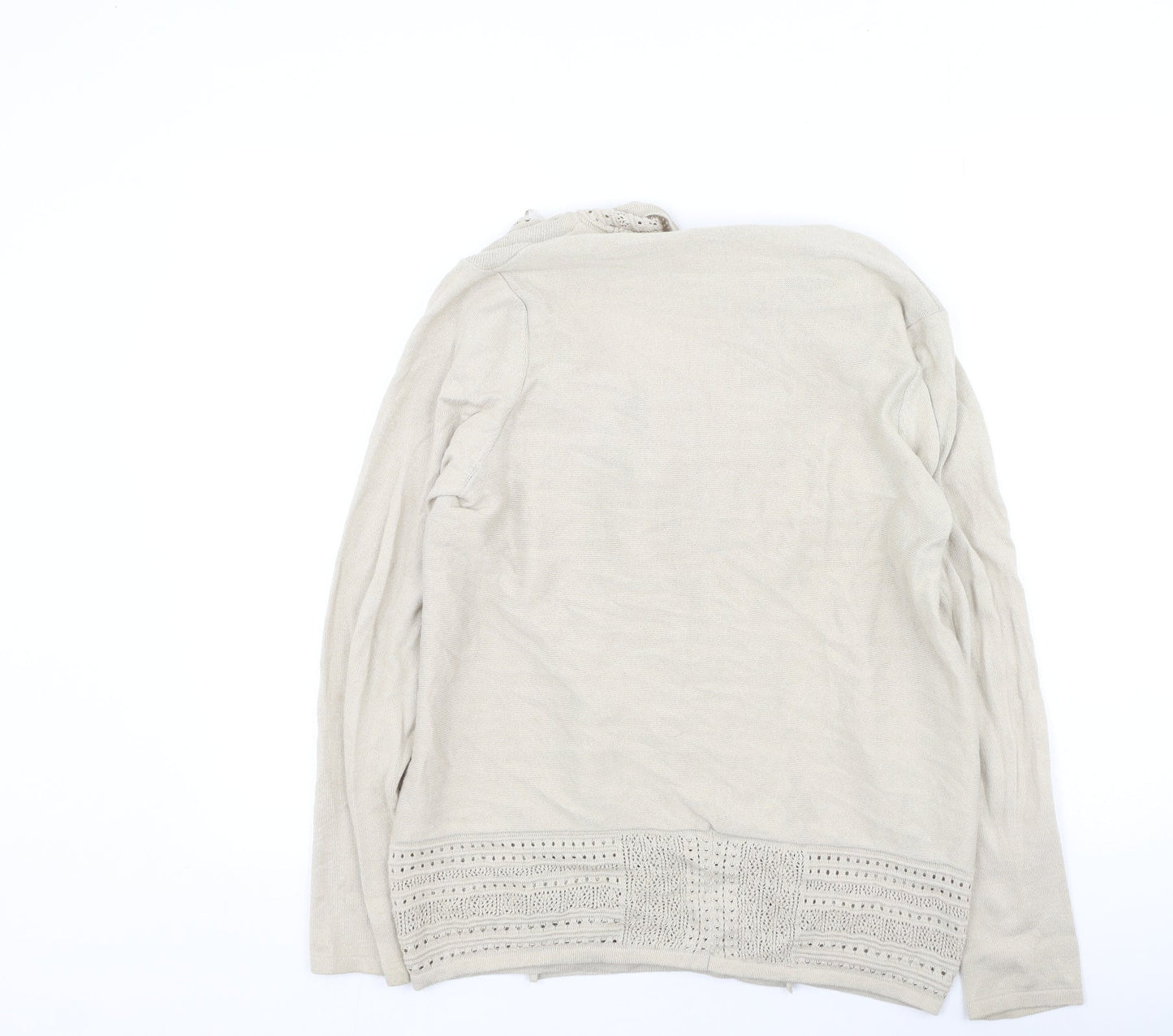 TU Womens Beige V-Neck  Cotton Cardigan Jumper Size M