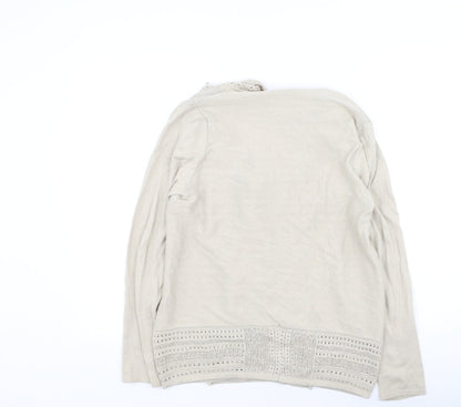 TU Womens Beige V-Neck  Cotton Cardigan Jumper Size M