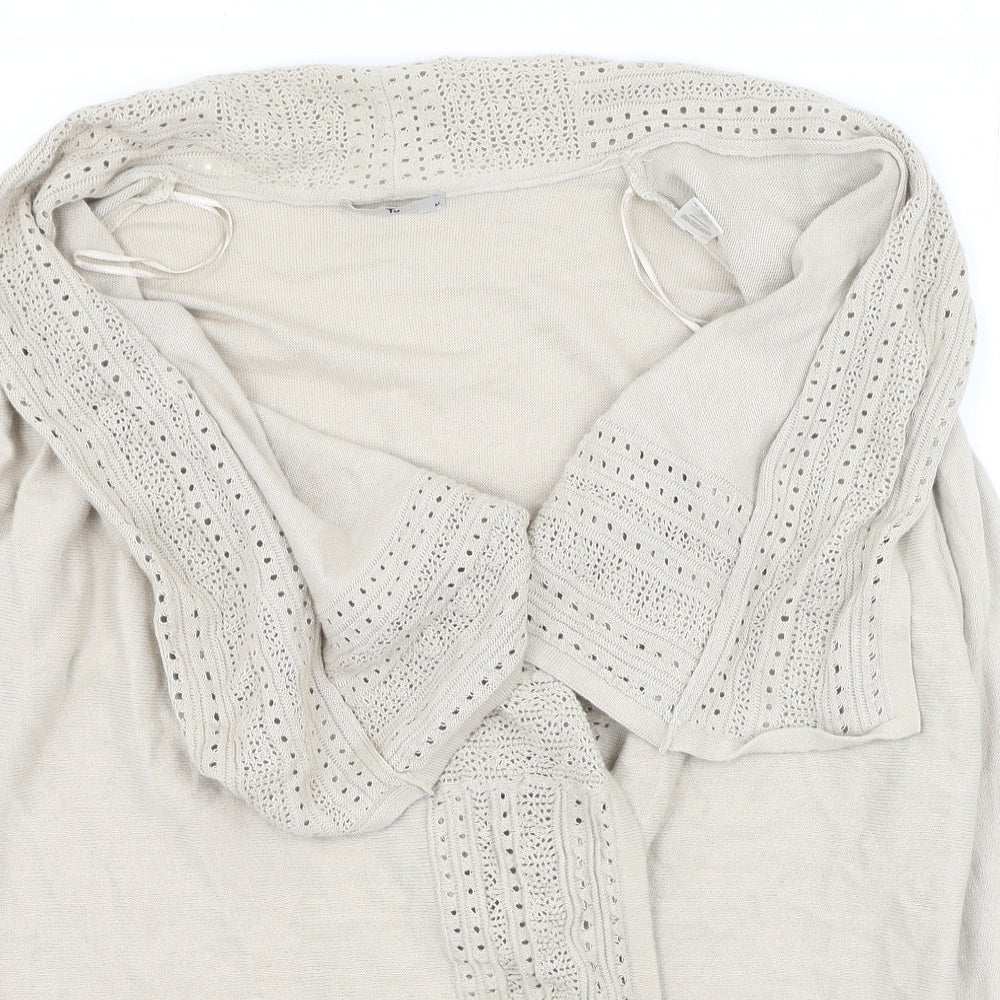 TU Womens Beige V-Neck  Cotton Cardigan Jumper Size M