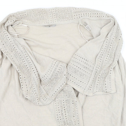 TU Womens Beige V-Neck  Cotton Cardigan Jumper Size M