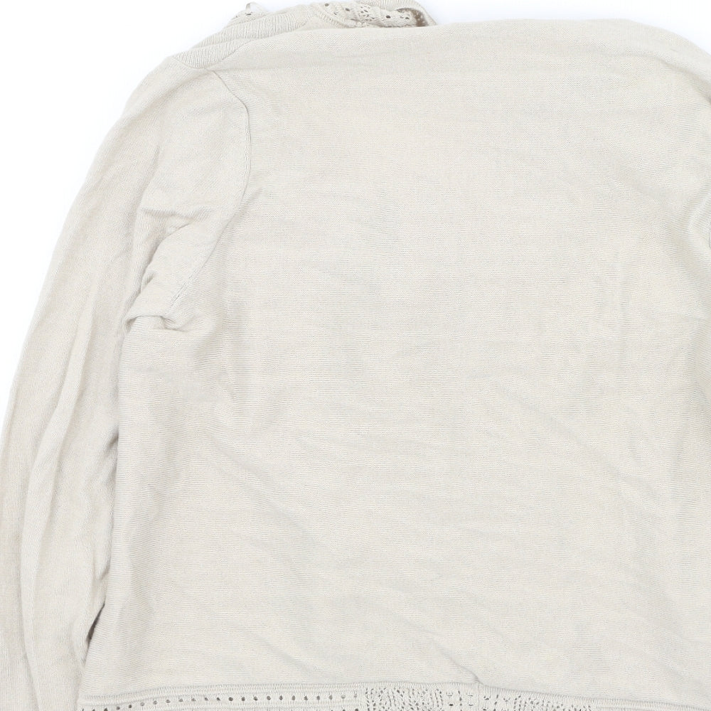 TU Womens Beige V-Neck  Cotton Cardigan Jumper Size M