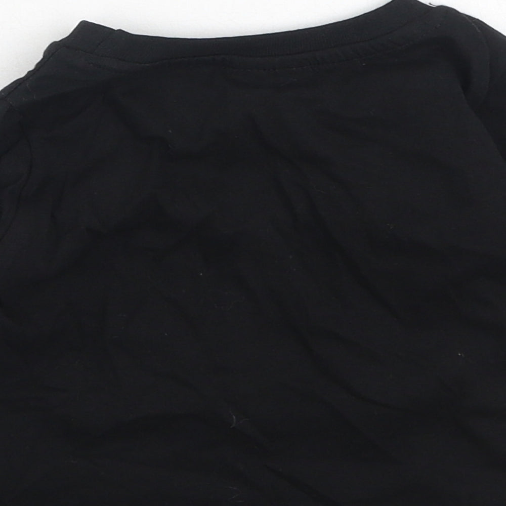 Preworn Boys Black  Cotton Basic Dress Shirt Size 9-12 Months Round Neck