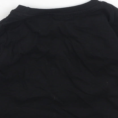 Preworn Boys Black  Cotton Basic Dress Shirt Size 9-12 Months Round Neck