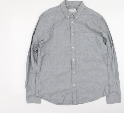 Mens UK Size L Burton Grey  Button-Up Long Sleeve Casual Shirt