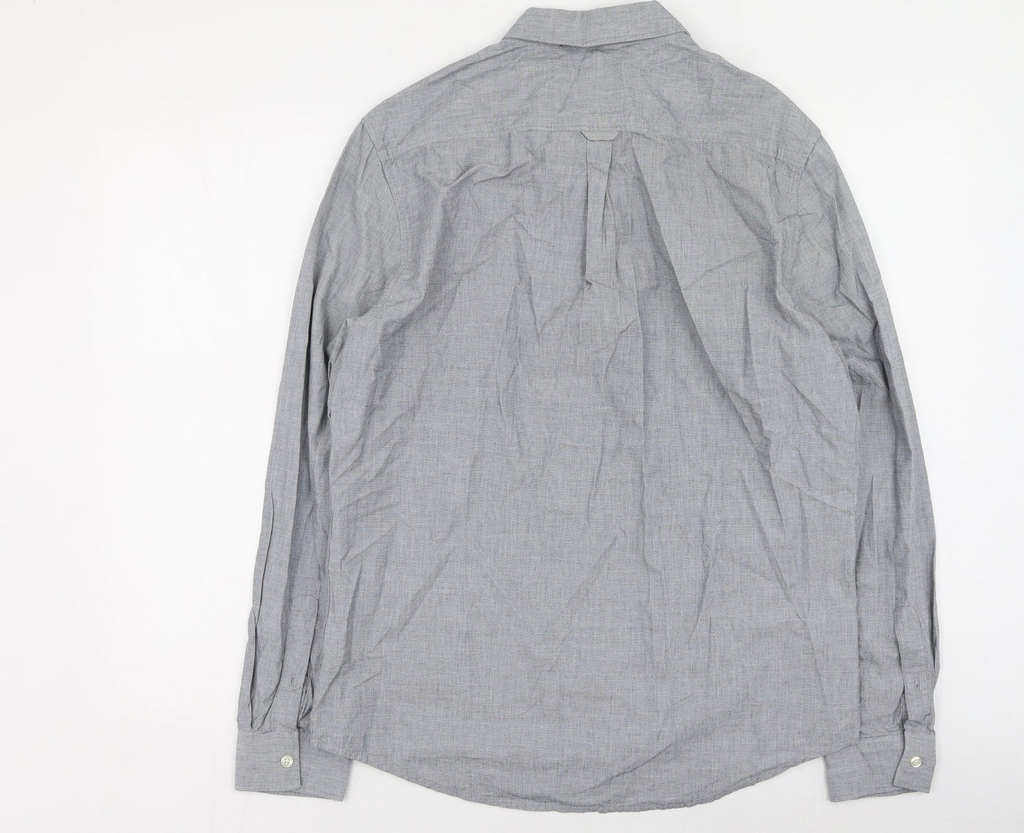 Mens UK Size L Burton Grey  Button-Up Long Sleeve Casual Shirt