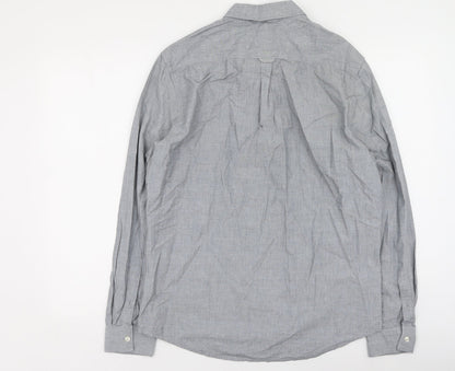 Mens UK Size L Burton Grey  Button-Up Long Sleeve Casual Shirt