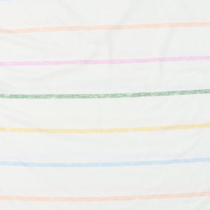 TU Womens White V-Neck Striped Polyester Pullover Jumper Size 12