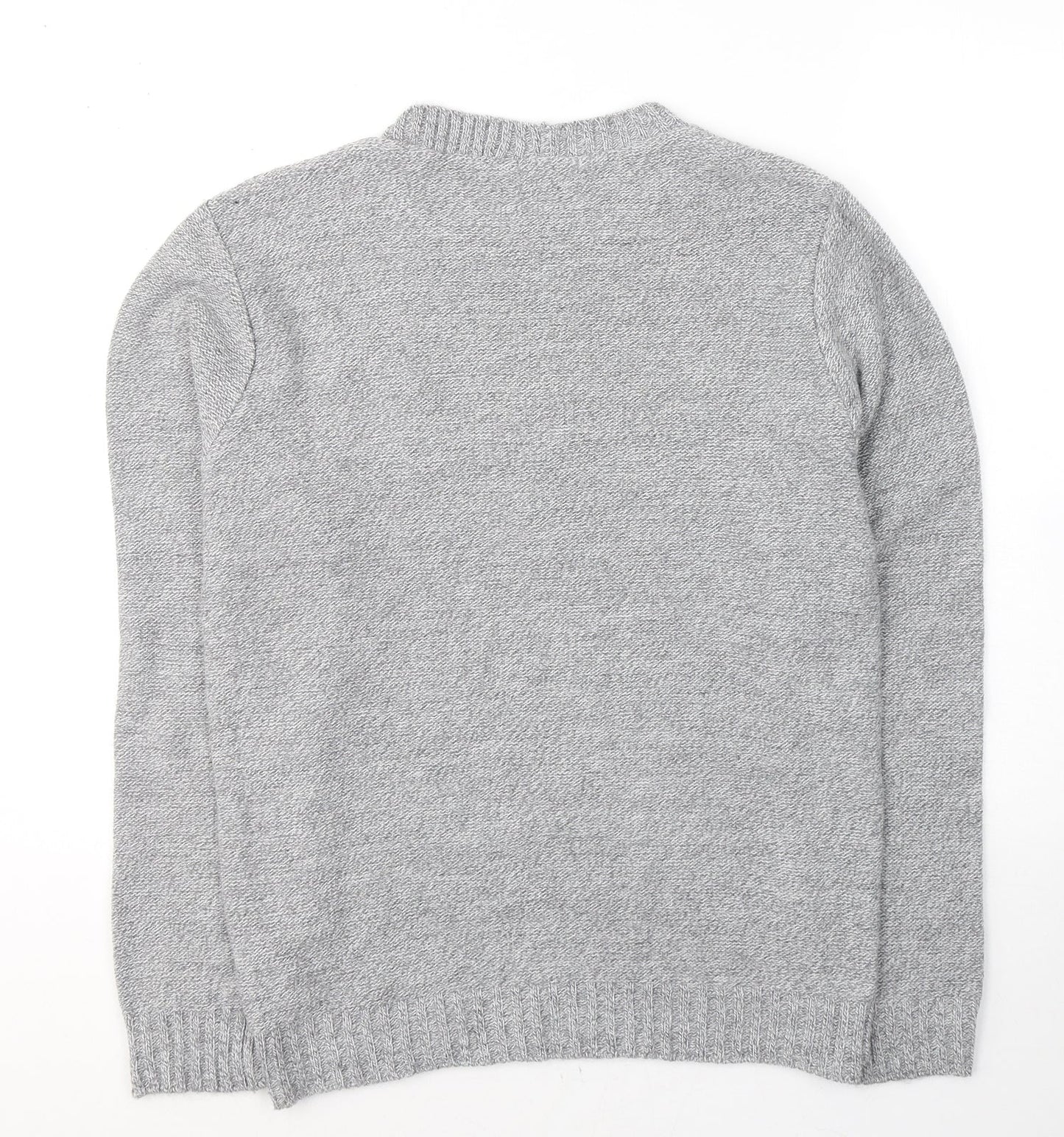 Boohoo Mens Grey Round Neck  Acrylic Pullover Jumper Size M